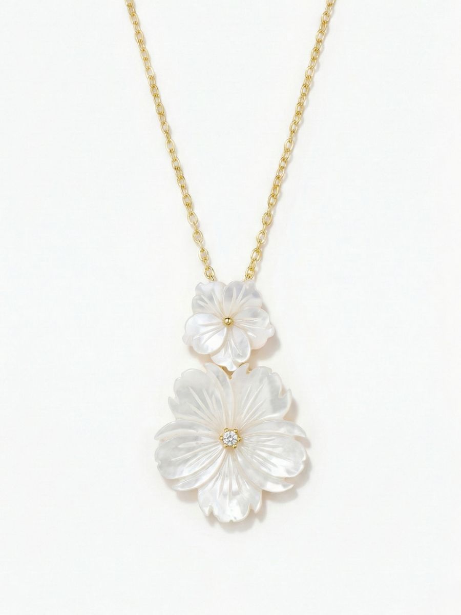 Double Flower Mother of Pearl Necklace