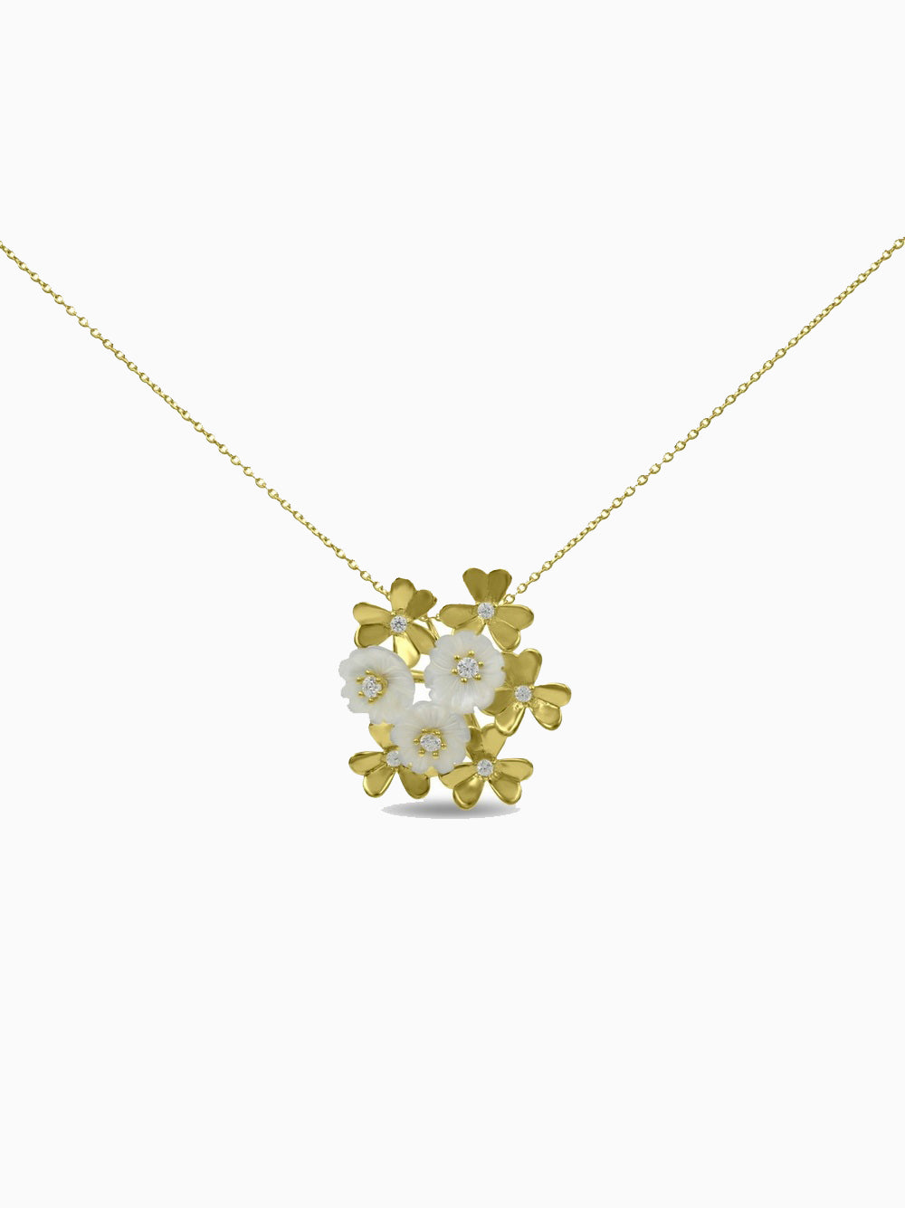 Flower Mother of Pearl and Exquisite Clover Lucky Necklace