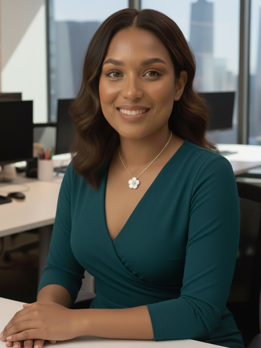 Dainty Mother of Pearl Flower with CZ Necklace