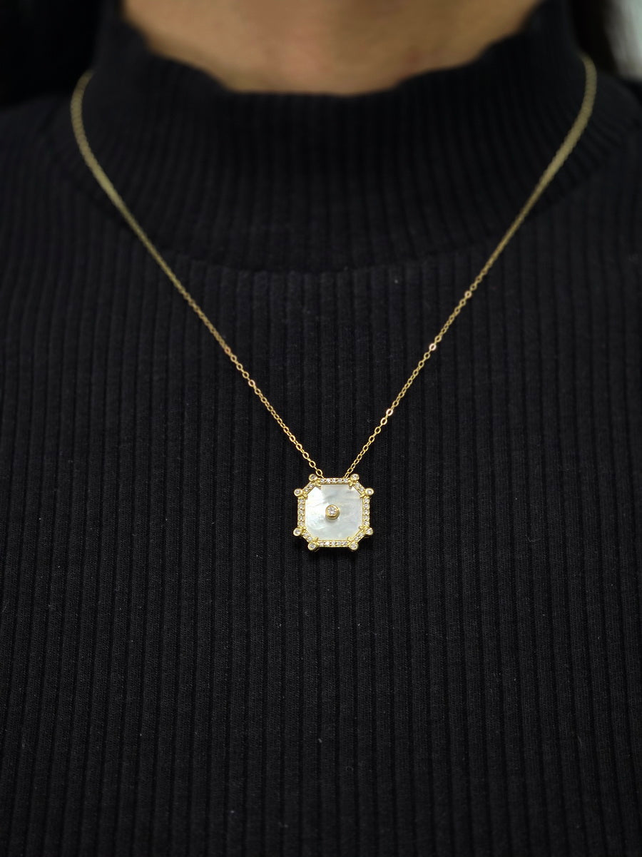 Mother of Pearl Octagon Necklace