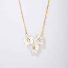 Load image into Gallery viewer, 14K Gold Plated 925 Sterling Silver  Mother of Pearl Flower Chain Necklaces
