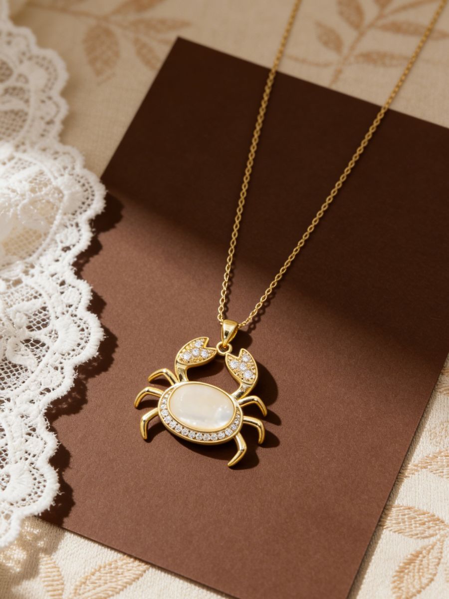 Crab with Mother of Pearl Pendant Necklace