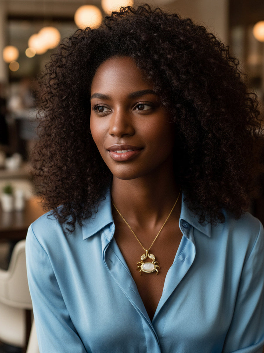 Crab with Mother of Pearl Pendant Necklace