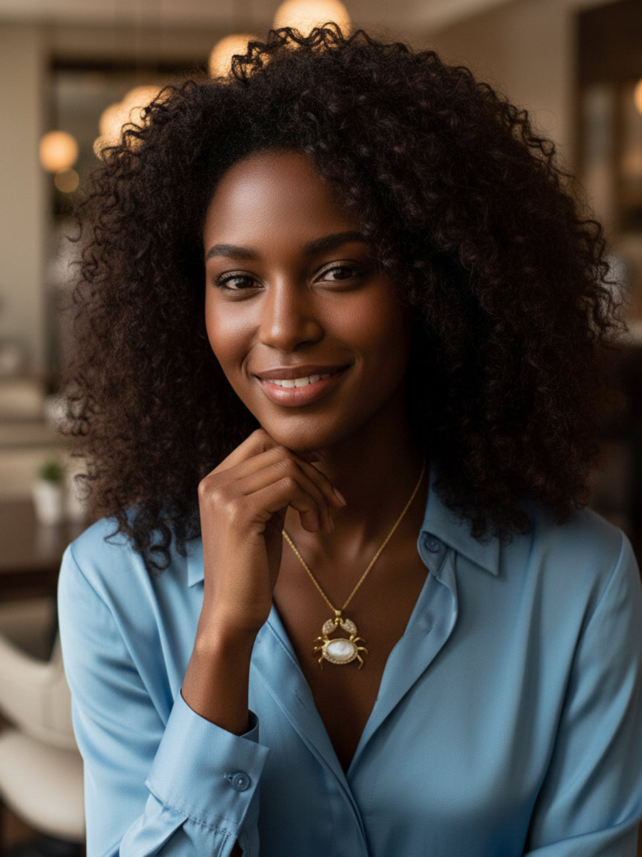 Crab with Mother of Pearl Pendant Necklace