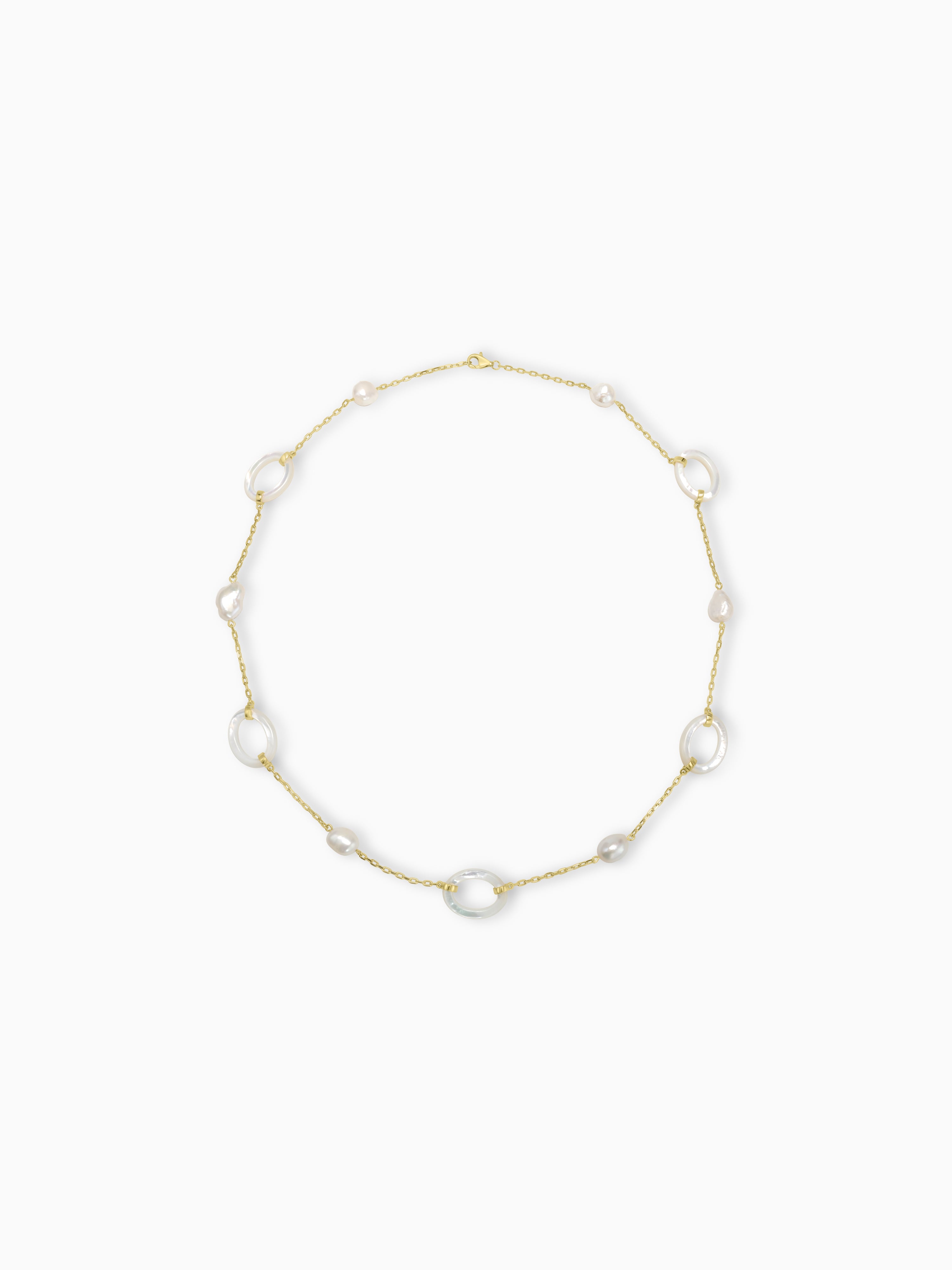 Oval Mother of Pearl with Freshwater Pearl Necklace