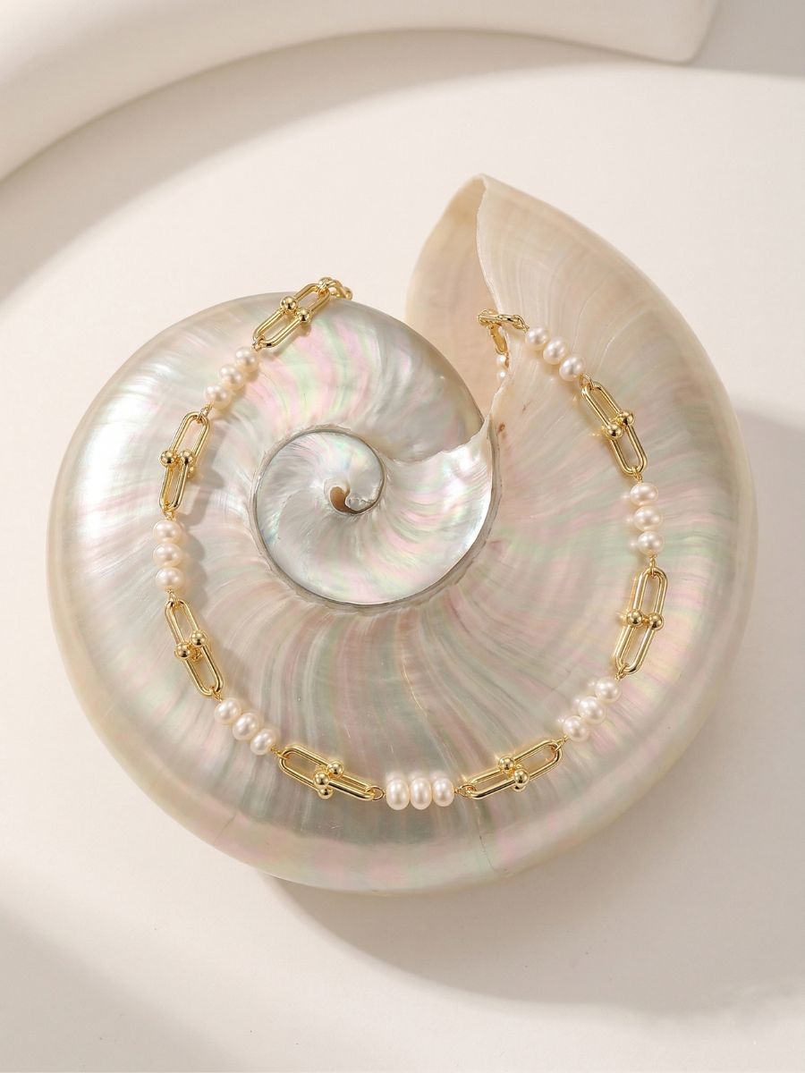 Elegant 5mm Fresh Water Pearl Link Necklace