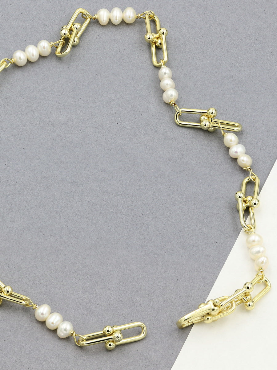 Elegant 5mm Fresh Water Pearl Link Necklace