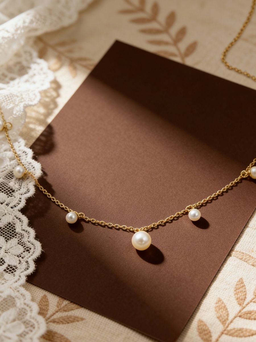 4-6mm Freshwater Pearl Dainty Droplets Necklace