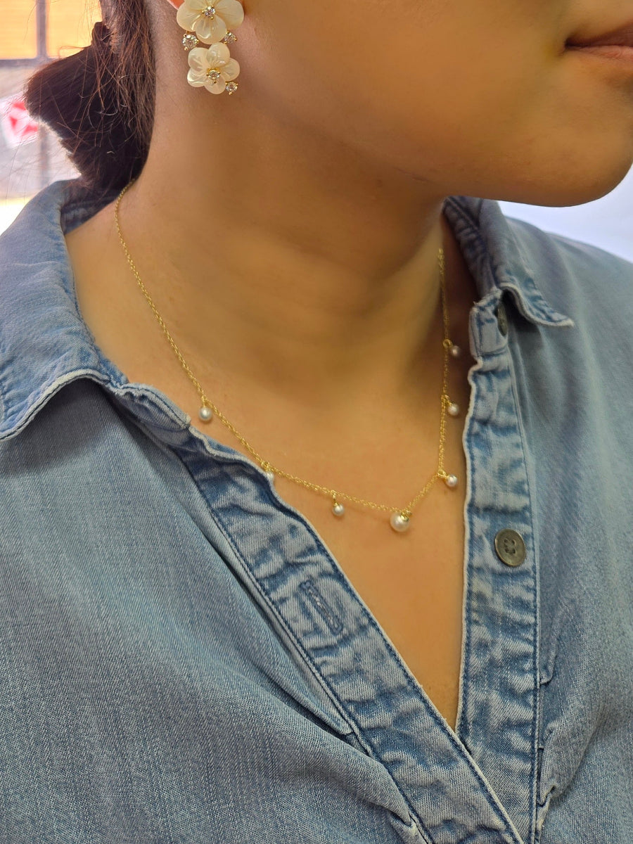 4-6mm Freshwater Pearl Dainty Droplets Necklace
