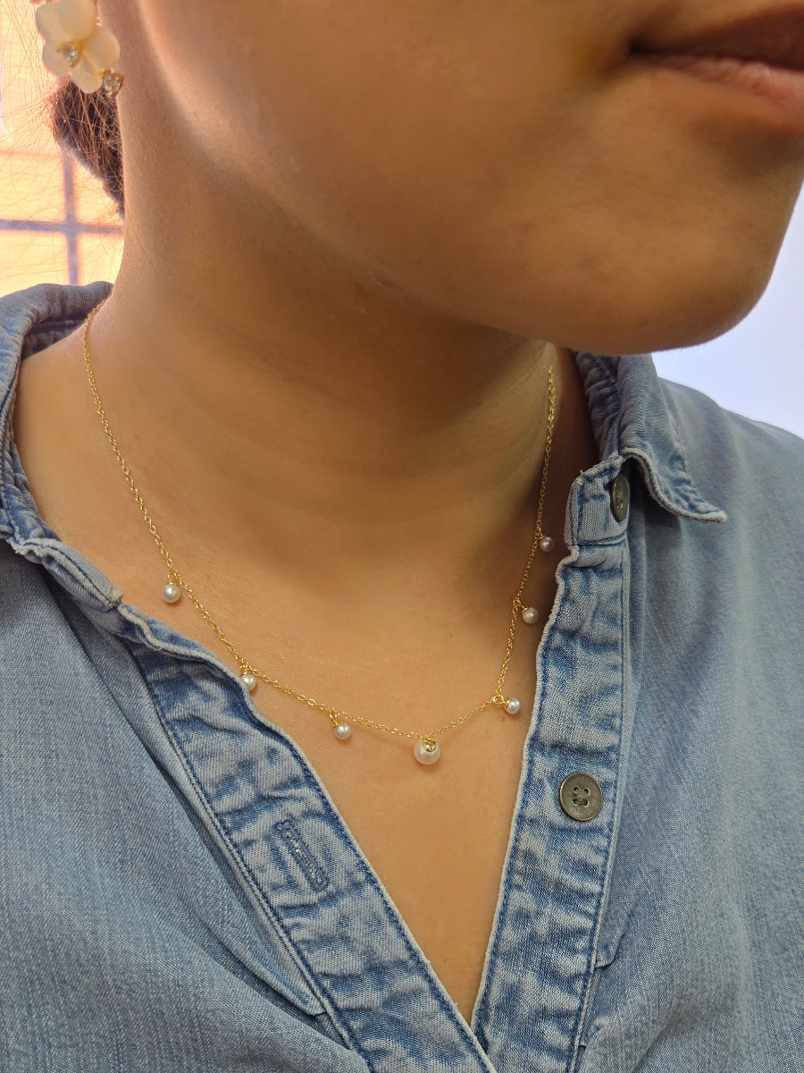 4-6mm Freshwater Pearl Dainty Droplets Necklace
