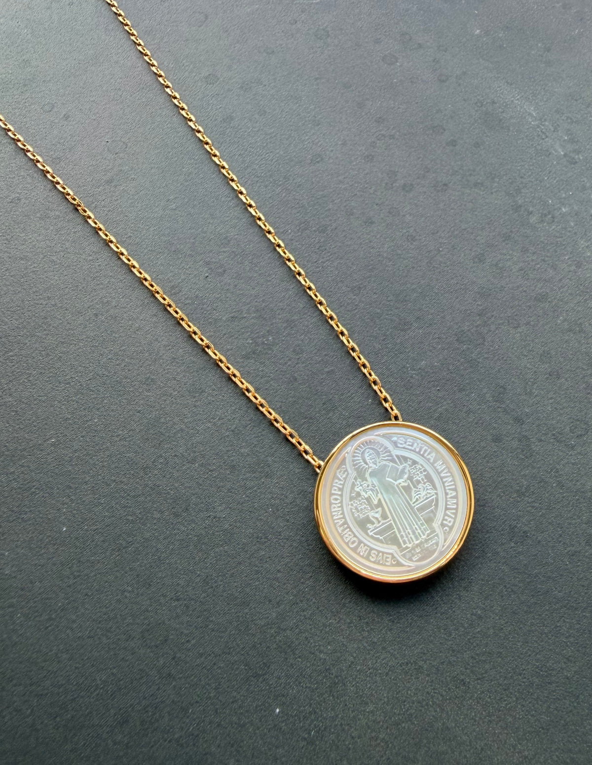 Vermeil Gold Plated Religion "Saint Benedict Medal" 925 Silver Pendant