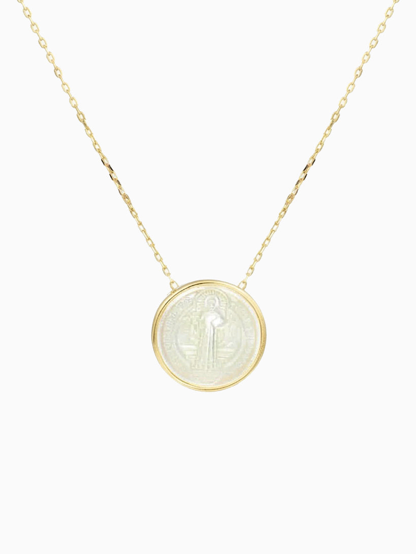 Vermeil Gold Plated Religion "Saint Benedict Medal" 925 Silver Pendant