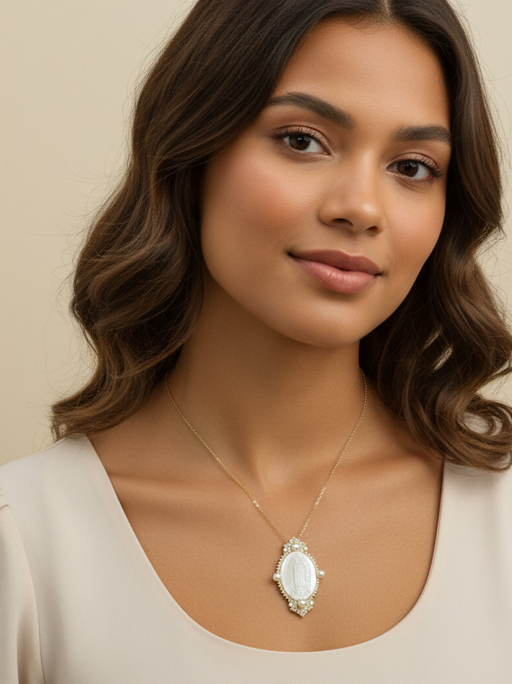 Mother of Pearl Virgin Mary Pendant