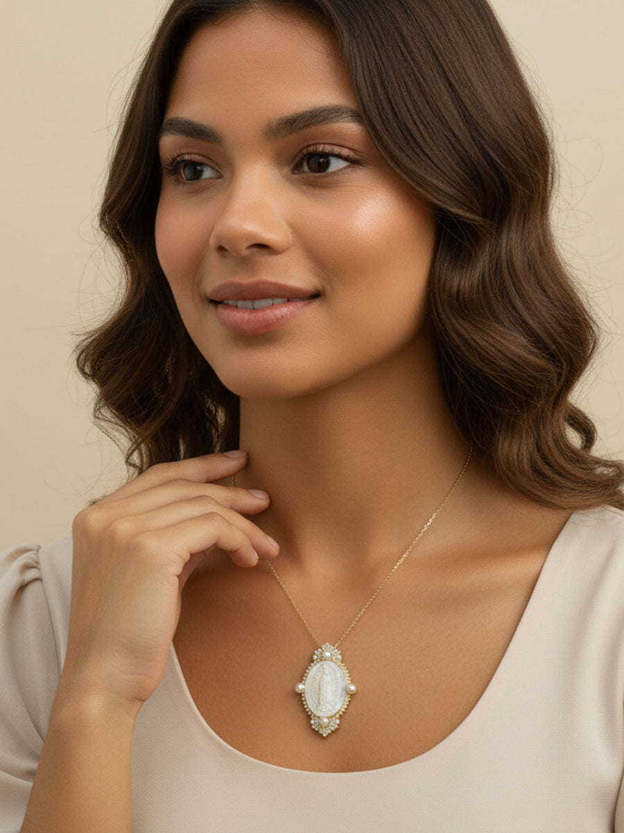 Mother of Pearl Virgin Mary Pendant