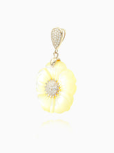 Load image into Gallery viewer, White CZ Mother of Pearl Flower Pendant Necklaces
