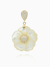 Load image into Gallery viewer, White CZ Mother of Pearl Flower Pendant Necklaces
