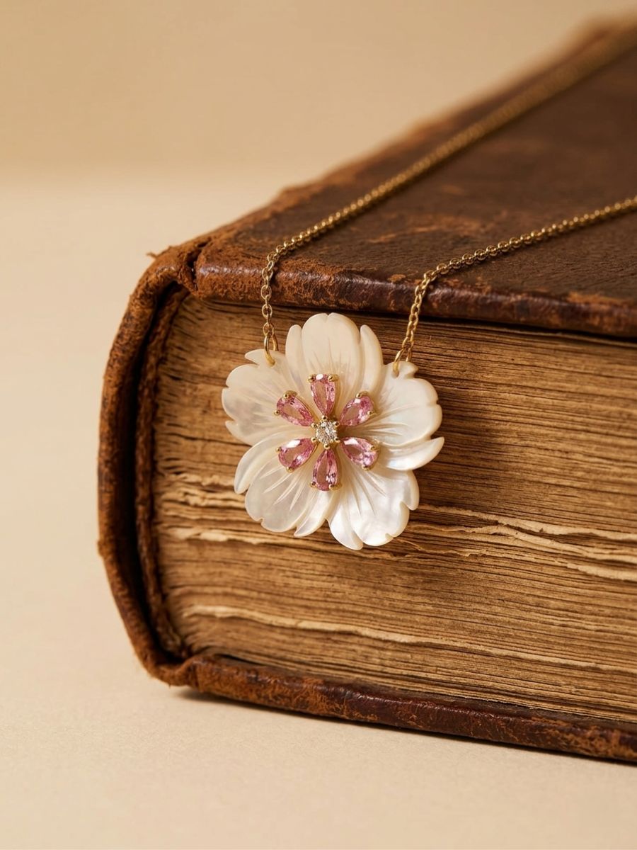Dainty Mother of Pearl Flower Necklace