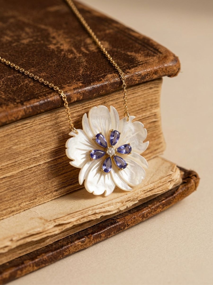 Dainty Mother of Pearl Flower Necklace