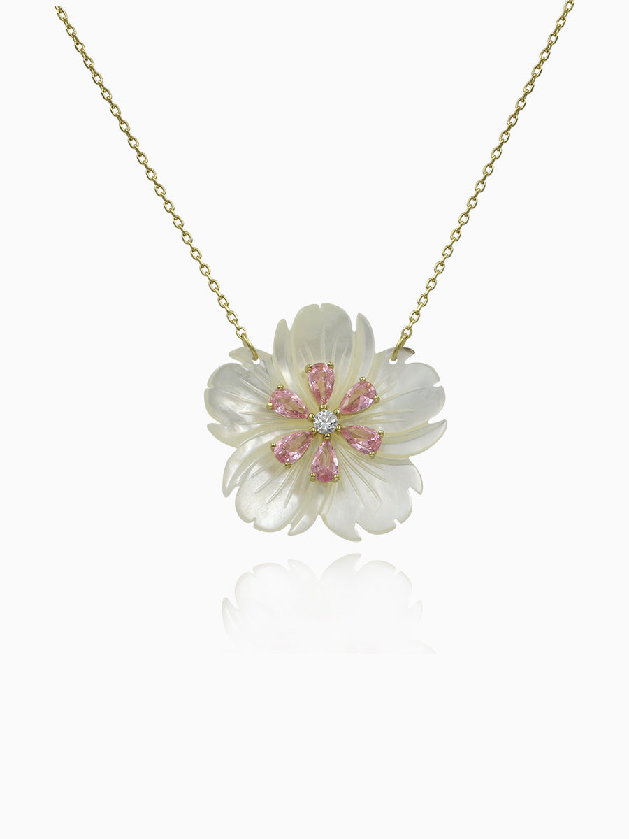 Dainty Mother of Pearl Flower Necklace