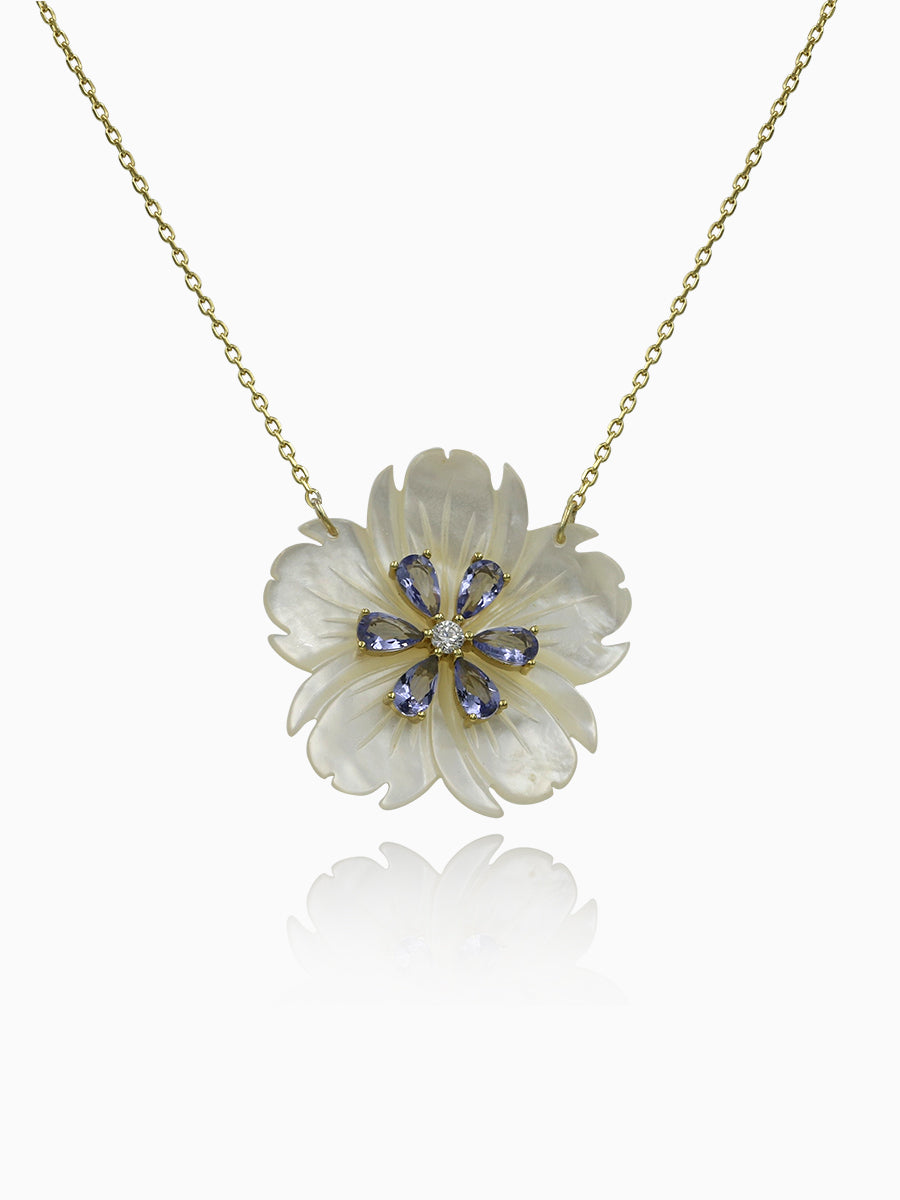 Dainty Mother of Pearl Flower Necklace