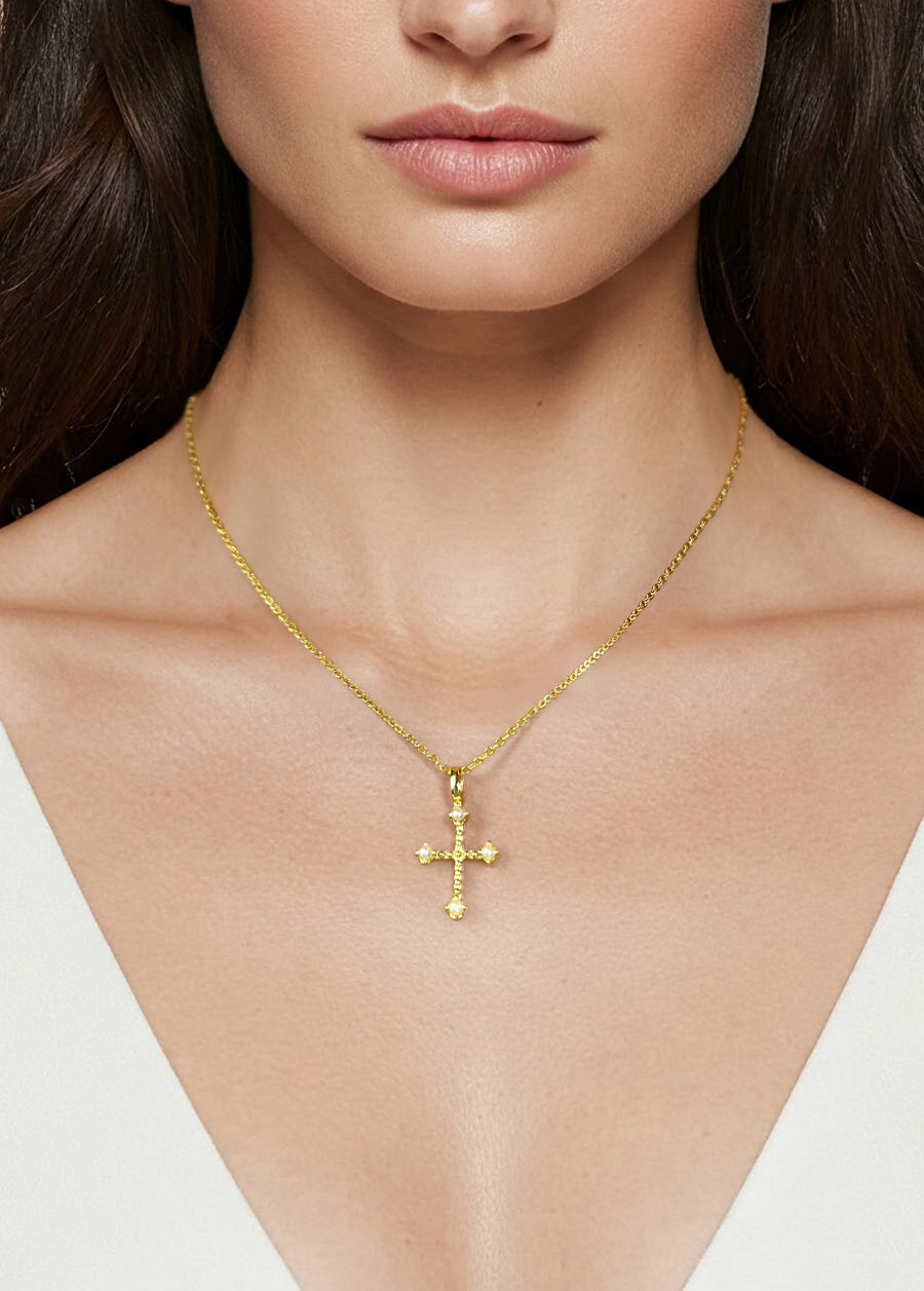 Fresh Water Pearl With Small Cross Pendant