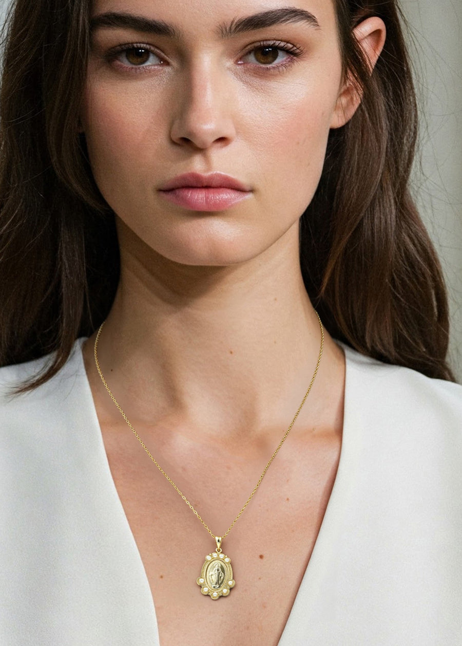 Fresh Water Pearl With Virgin Mary Pendant