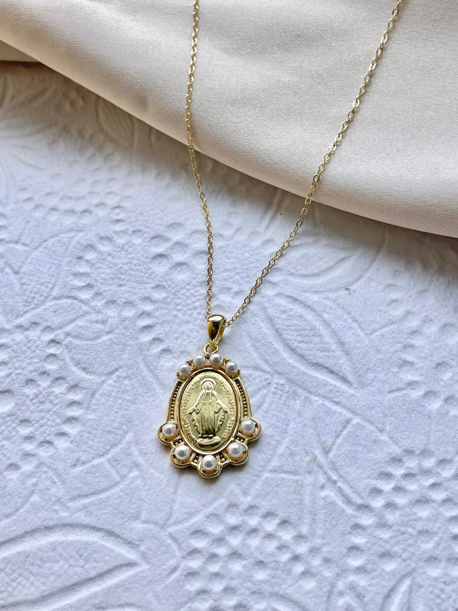Fresh Water Pearl With Virgin Mary Pendant