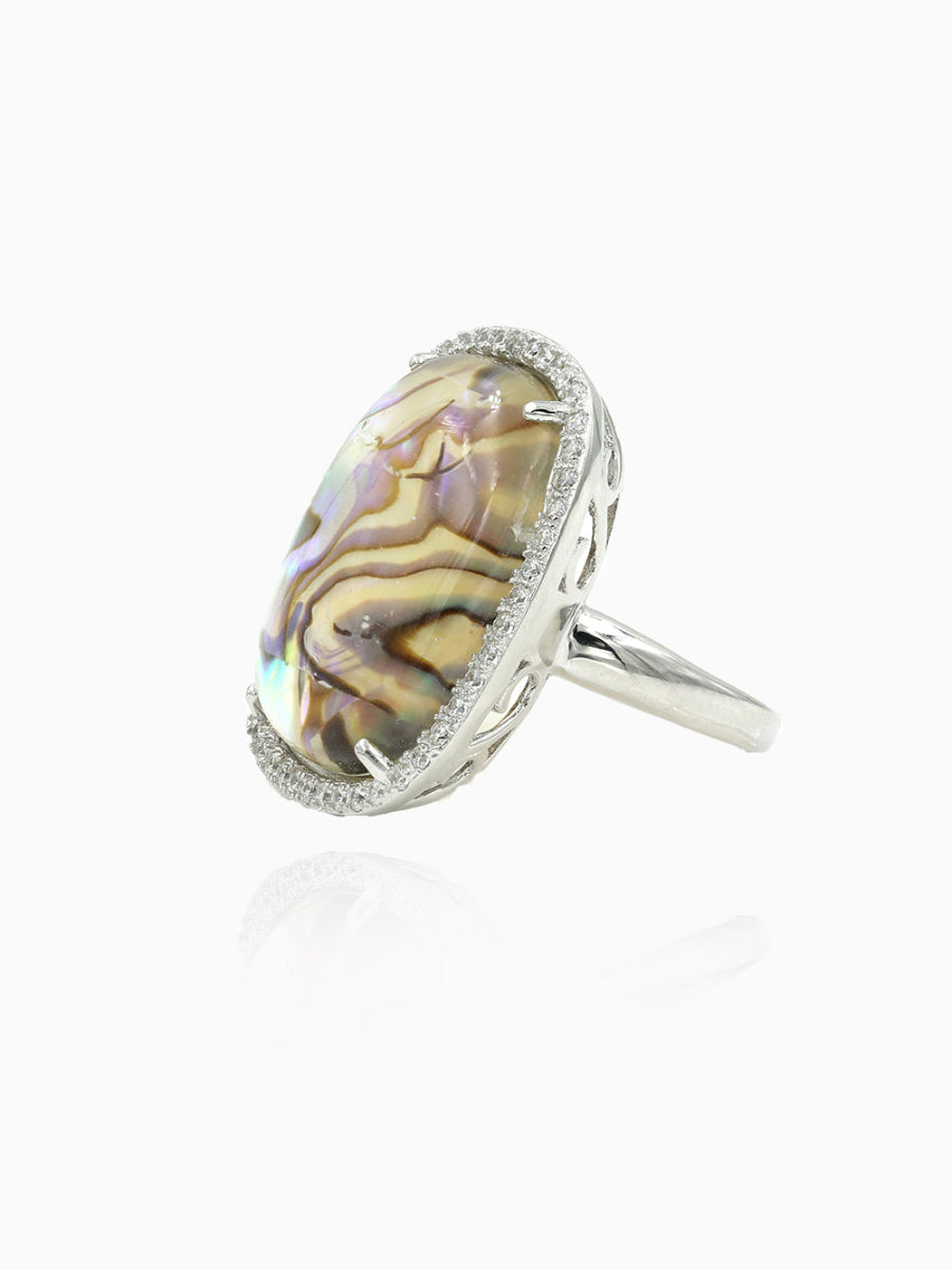 Gorgeous Vintage Abalone with CZ Ring