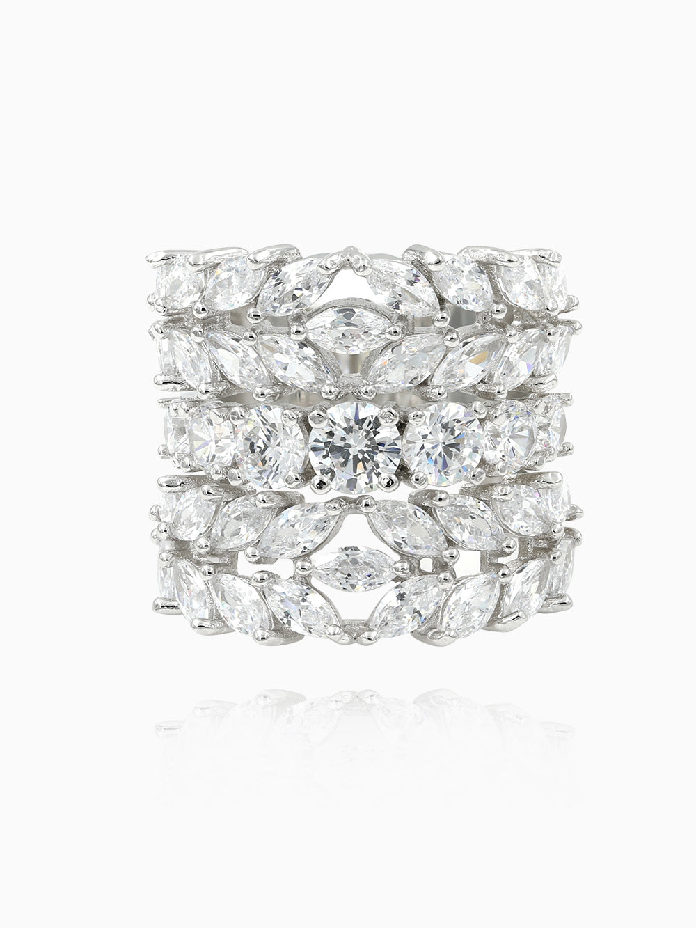 Multi Row Marquise Shape CZ Ring