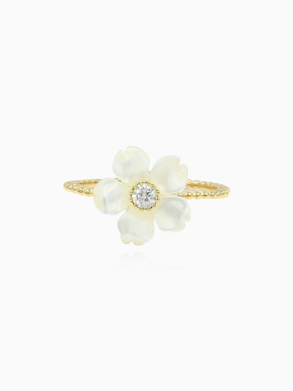 Flower Mother of Pearl with CZ Elegant Ring