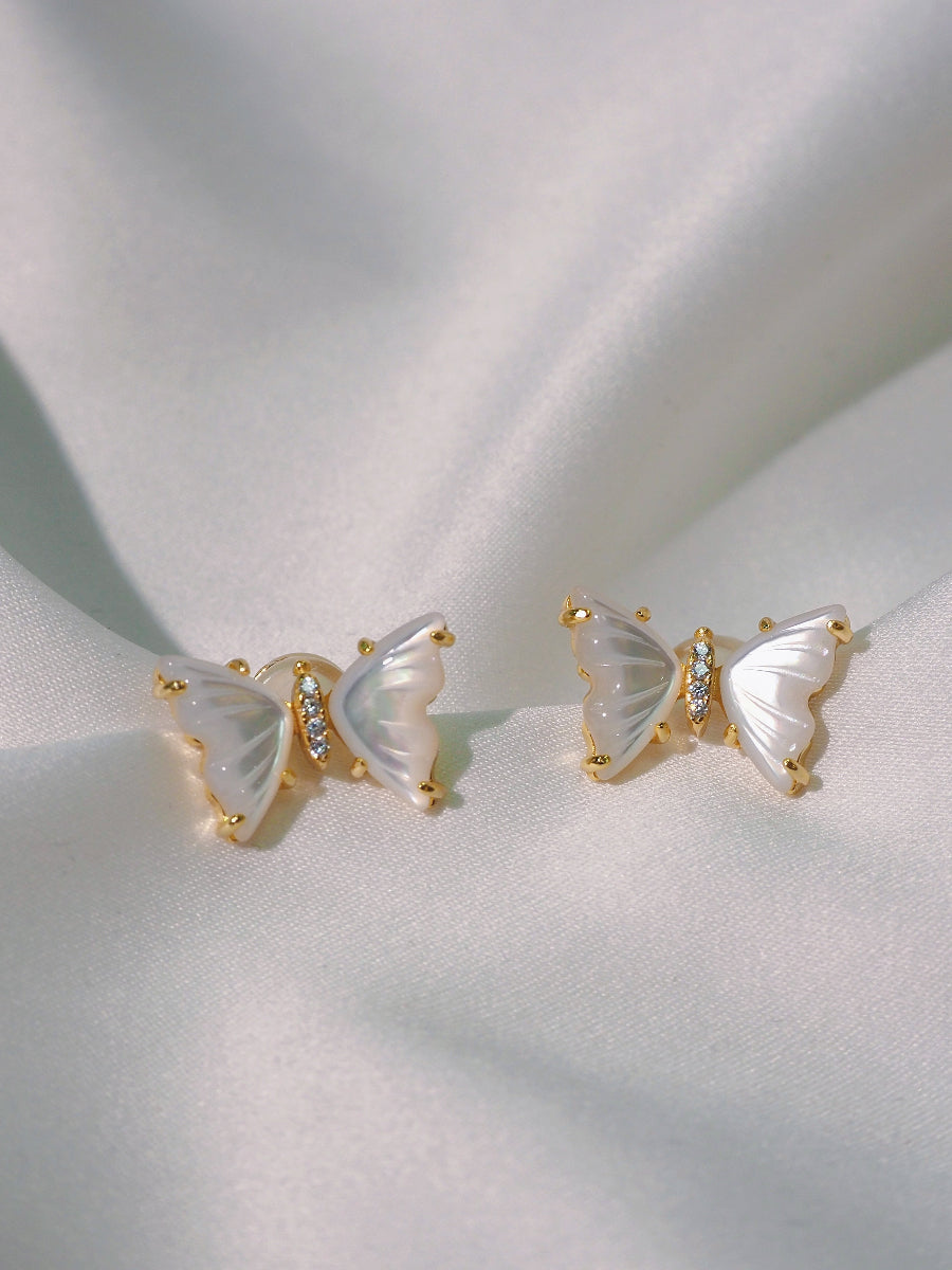 Delicate Butterfly Mother of Pearl Stud Earrings