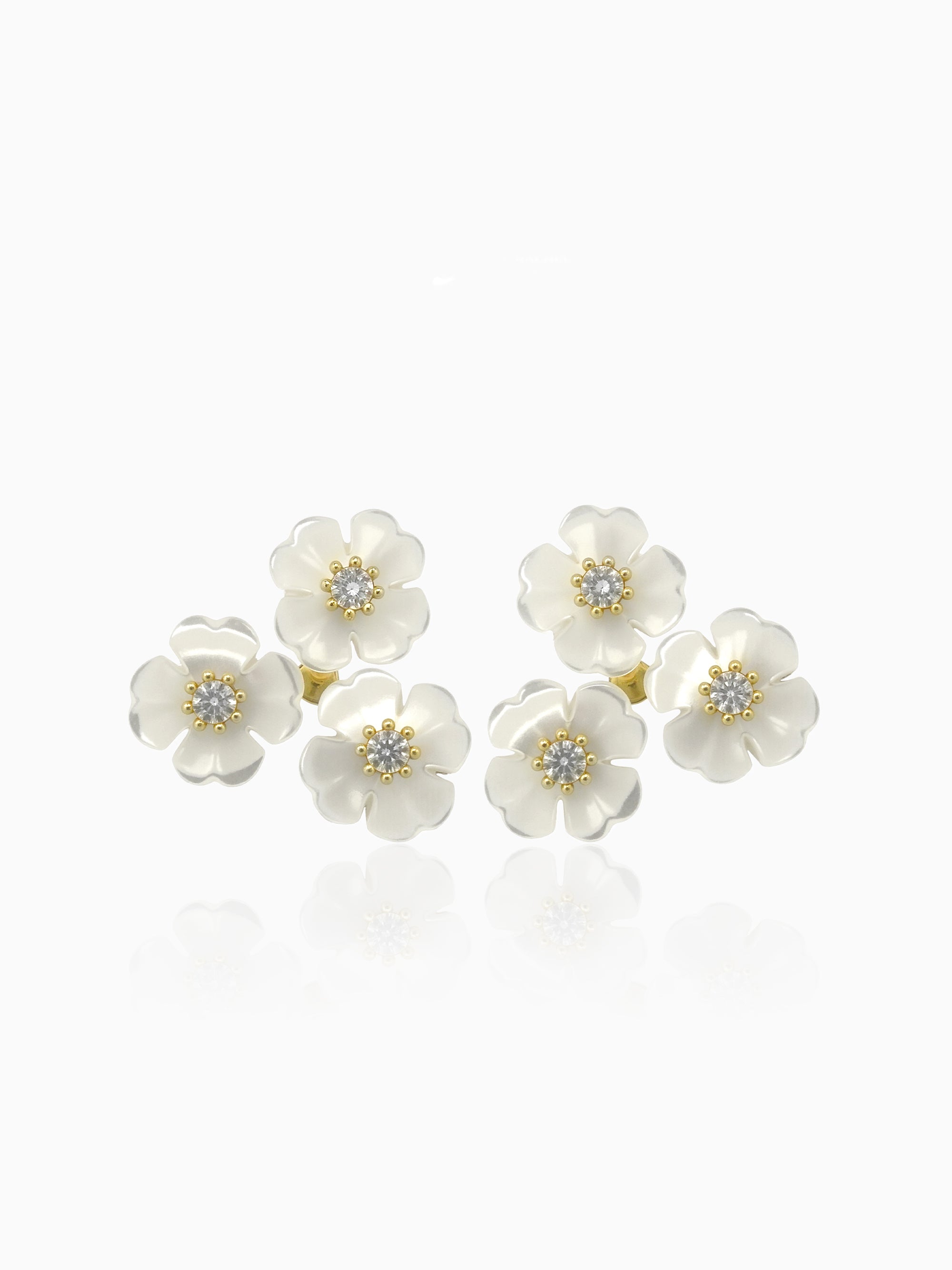 Delicate MOP Flower with CZ Stud Earrings
