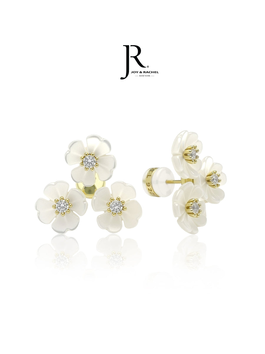 Delicate MOP Flower with CZ Stud Earrings