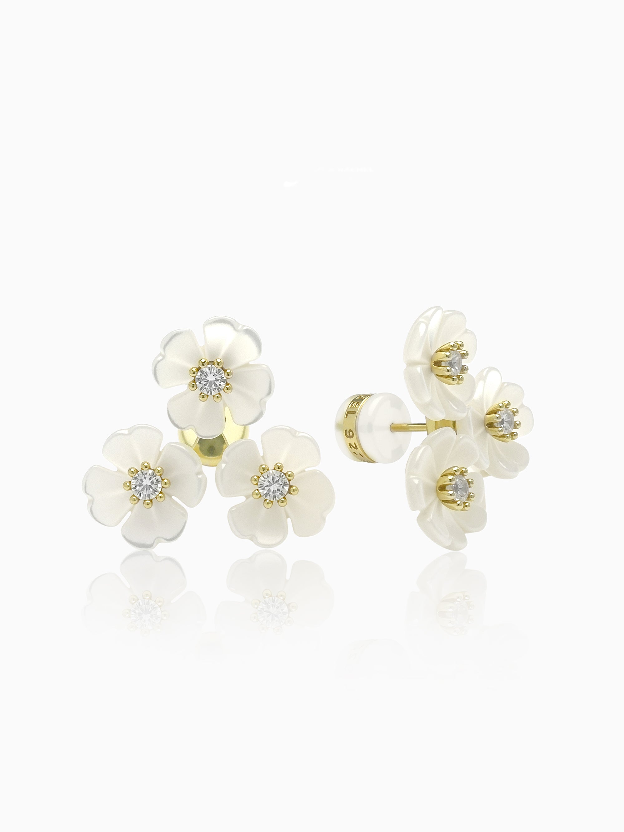 Delicate MOP Flower with CZ Stud Earrings