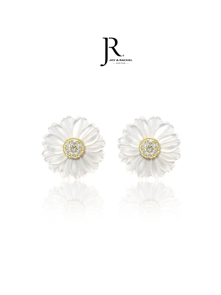 Mother of Pearl Cute Flower Shiny Studs Earrings