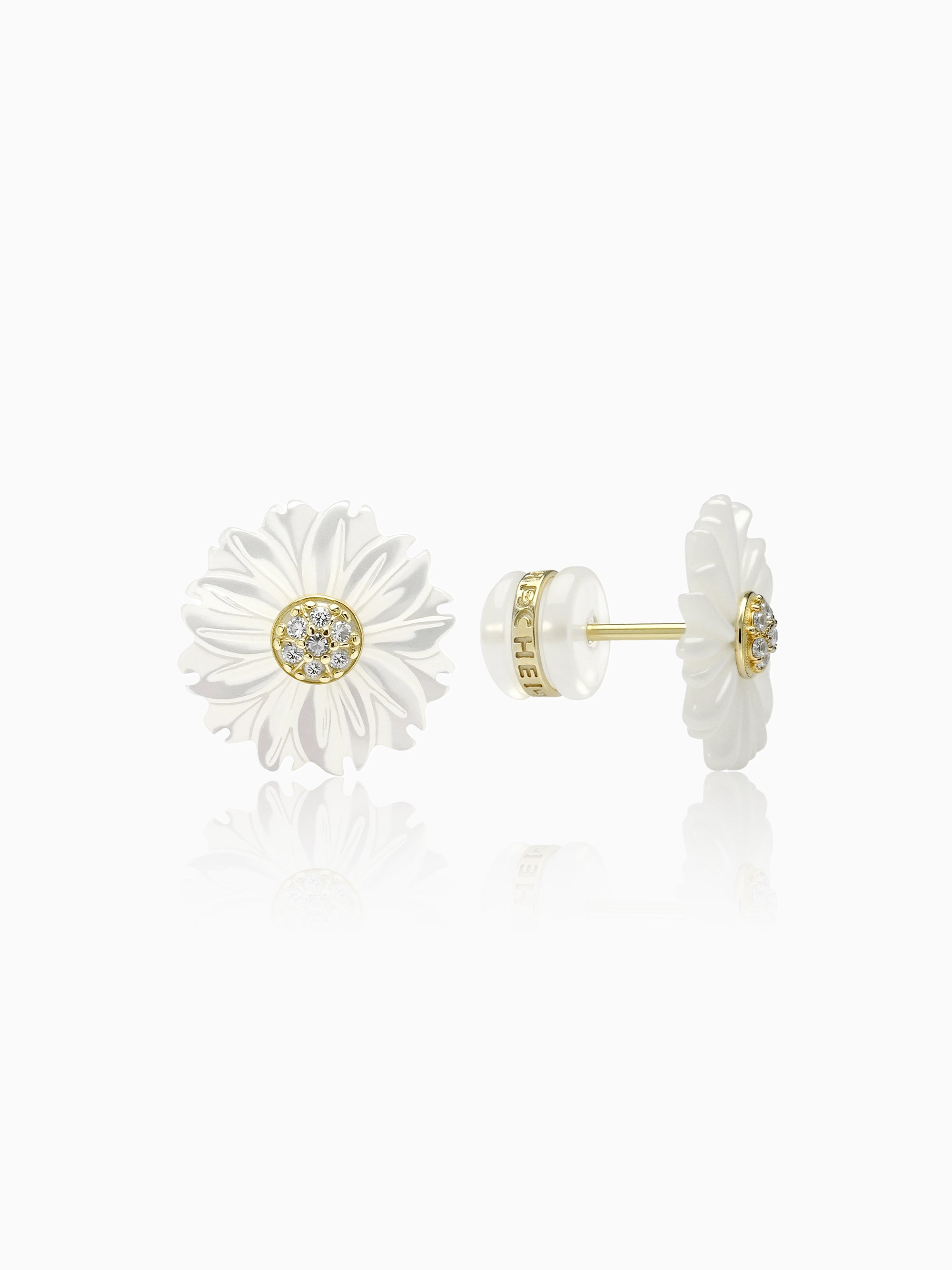 Mother of Pearl Cute Flower Shiny Studs Earrings