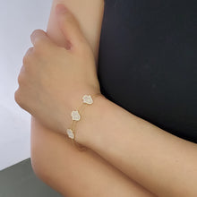 Load image into Gallery viewer, 18K Gold Plated Sterling Silver CZ Bracelet with Hamsa Shape Mother of Pearl
