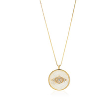 Load image into Gallery viewer, 18K Gold Plated Sterling Silver 5A CZ Disc MOP Pendant Necklace/Elephant/Eye/Moon Pendants/ Coin Necklace/ Perfect Gift/Birthday Gift
