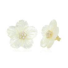 Load image into Gallery viewer, 18K Gold Plated Sterling Silver With 5A Flower Shape Mother of Pearl Flower Stud Earrings Perfect Gift for Her
