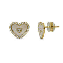 Load image into Gallery viewer, 18K Gold Plated Sterling Silver With 5A CZ Mother of Pearl Studs Earring/ Fine MOP Studs Earring/Perfect Gift for Her
