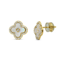 Load image into Gallery viewer, 18K Gold Plated Sterling Silver With 5A CZ Mother of Pearl Studs Earring/ Fine MOP Studs Earring/Perfect Gift for Her
