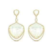 Load image into Gallery viewer, 18K Gold plated Sterling Silver With 5A Clear CZ &amp; MOP Drop Earring/Perfect Earring for Her
