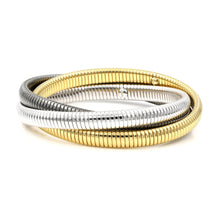Load image into Gallery viewer, 3 Row Brass Bangles Strand Bracelets 18K Gold Plates/Silver/Black Omega Roly Poly Style Fashion/Gift for her
