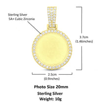 Load image into Gallery viewer, 925 Silver Photo size 20/25/30mm Customize Memory Pendant/Hip Hop/Gifts for Him/for Her/Custom hand made Picture pendent(Free Regular chain)
