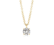 Load image into Gallery viewer, 18K Solid Gold 16+2 inches 1ct D Color VVS1, Excellent Cut Moissanite Diamond solitaire necklace/ 4 prong/ Dainty Necklace/Birthday Gift
