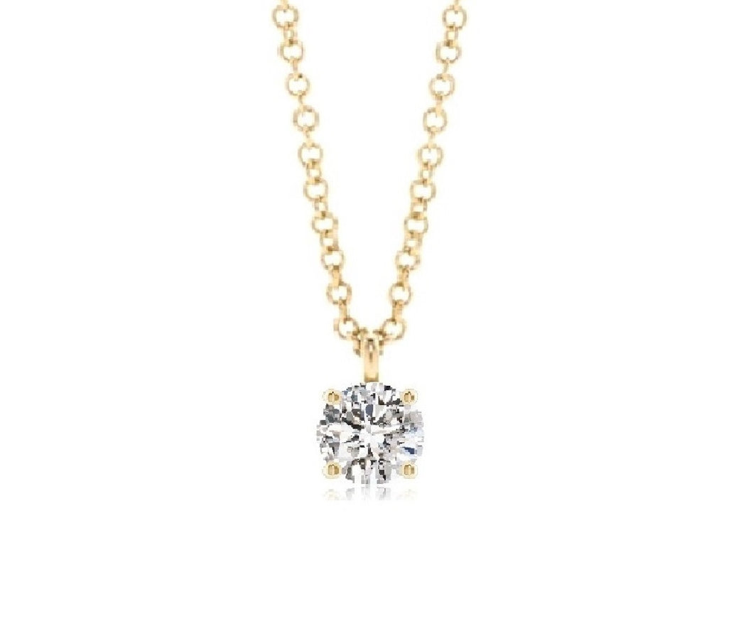 18K Solid Gold 16+2 inches 1ct D Color VVS1, Excellent Cut Moissanite Diamond solitaire necklace/ 4 prong/ Dainty Necklace/Birthday Gift
