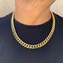 Load image into Gallery viewer, 15mm Stainless Steel Miami Cuban Llink/Thick Cuban with CNC CZ setting Lock 18&quot;-30&quot; Cuban Link Chain, IPG Gold for Men/Women/Hiphop/Unisex
