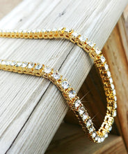 Load image into Gallery viewer, Brass 3MM CZ Tennis Necklace/Diamond Choker Chain / Tennis Chain Choker Necklace / Hip Hop Jewelry
