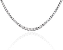Load image into Gallery viewer, 3-7mm 16inches 925 Sterling Silver Graduated Round Solitaire Tennis Collar Necklace/Diamond Choker Chain / Tennis Chain Choker Necklace

