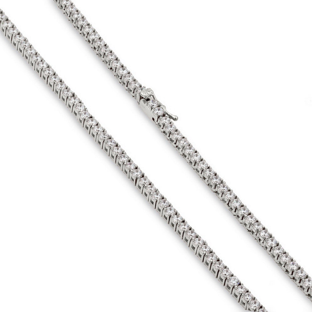 3MM CZ Diamond Iced Out Stainless Steel 316 Tennis Necklace/Diamond Choker Chain / IPG Rhodium Non-tarnish / Hip Hop Jewelry
